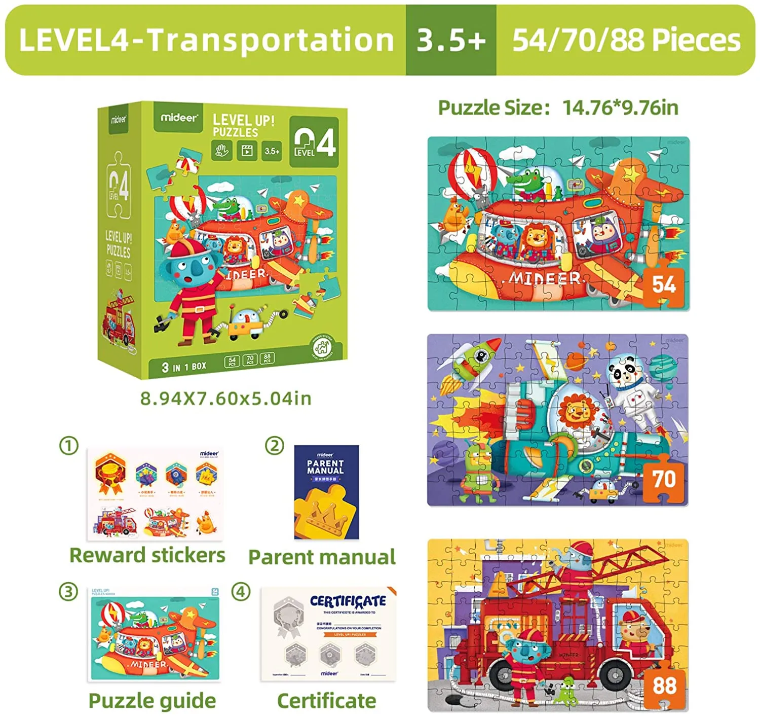 3-In-1 Level Up Puzzles: Level 4 Transport