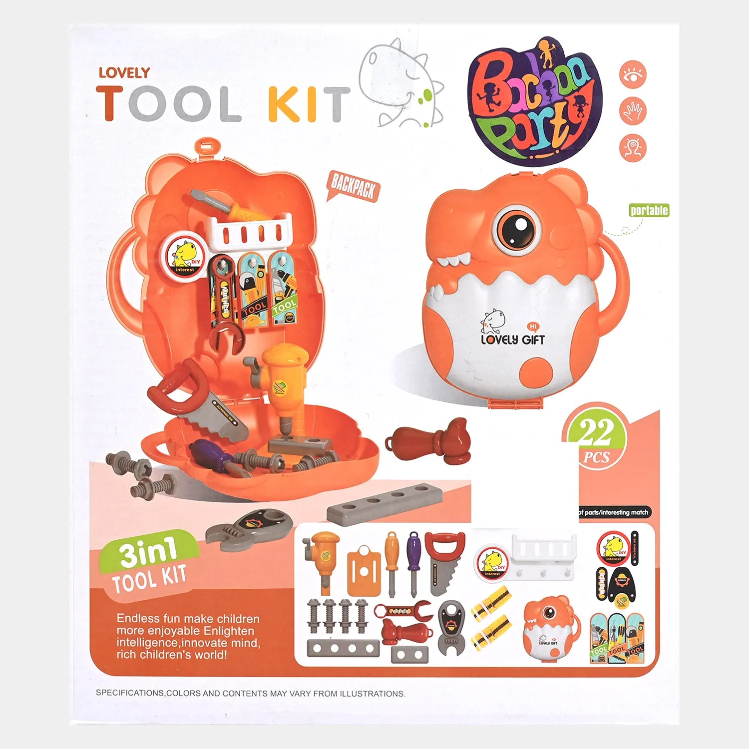 3-In-1 Play Construction Tool Set For Kids