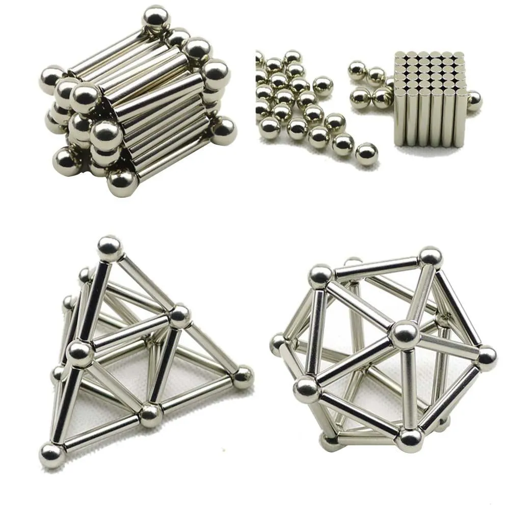 36PCS Magnetic Sticks & 27PCS Steel Balls Toy Innovative Buckyballs Metal Sticks Magnetic Constructor Toys