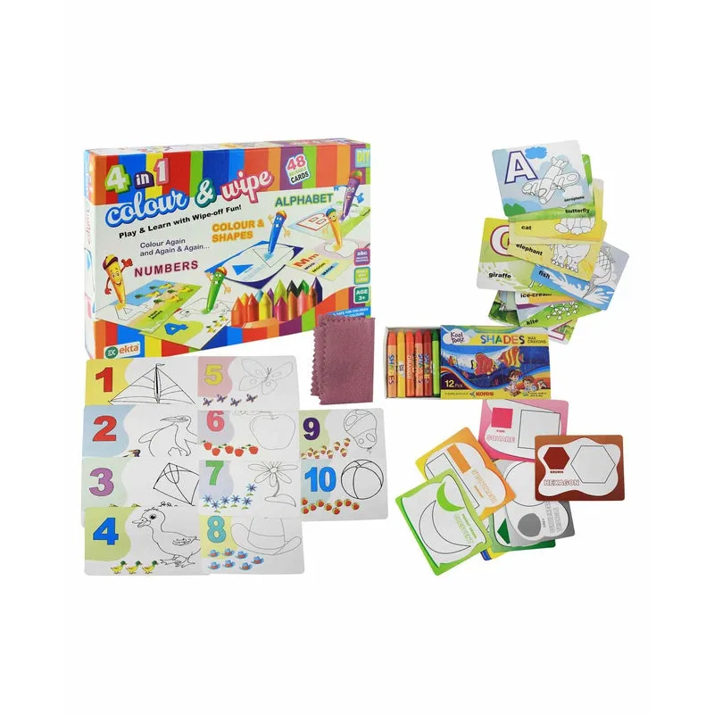 4 in 1 Colour & Wipe Set - Reusable Cards