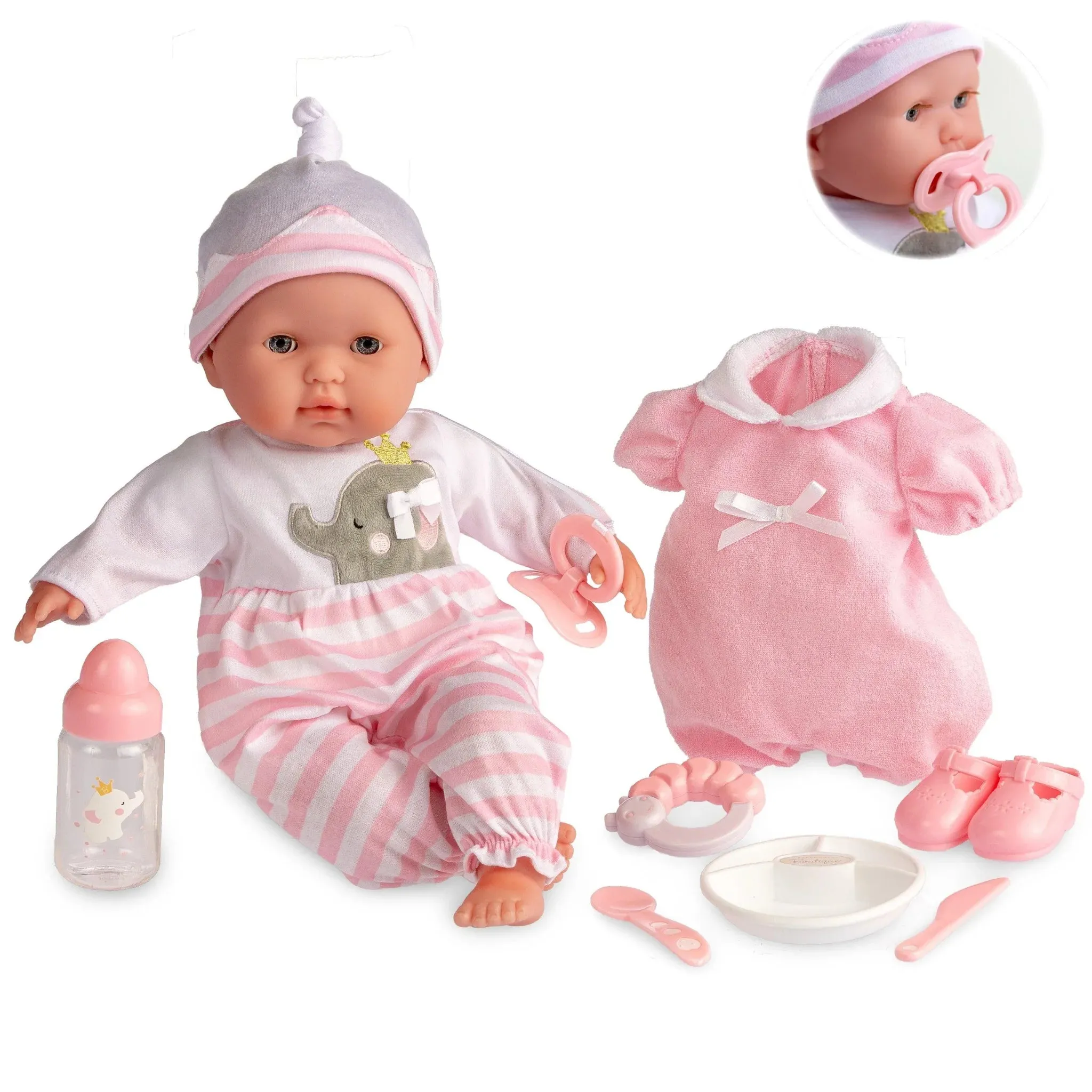 Berenguer 15" Realistic Soft Doll 10 pc Set