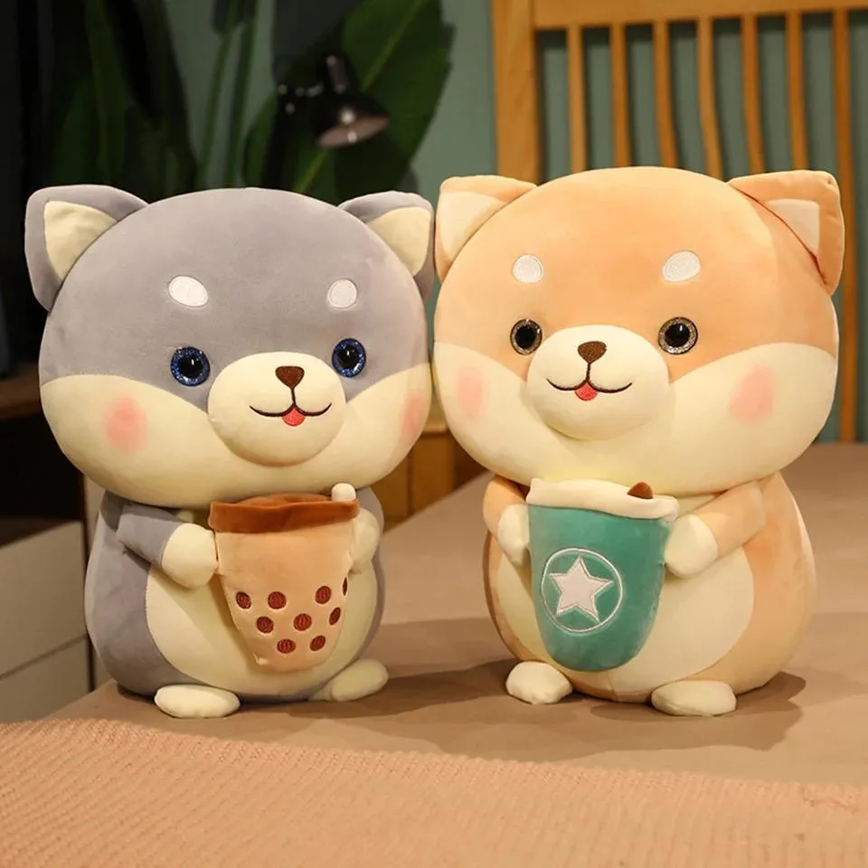 Bubble Tea Shiba Dog Plush | Boba Stuffed Animal Plushie