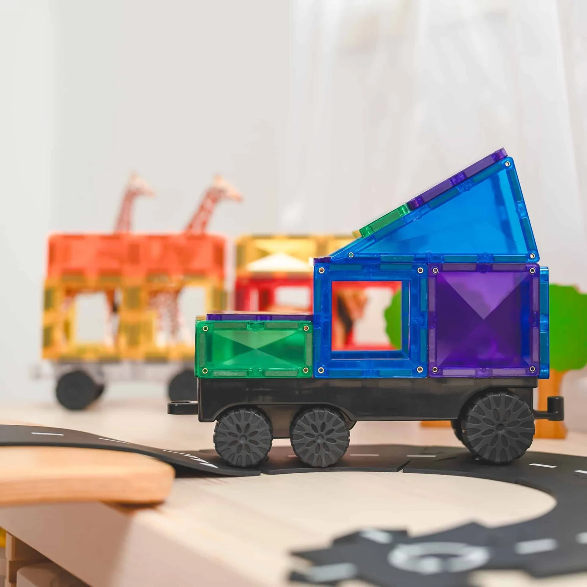 Connetix Magnetic Tiles Rainbow Transport 50 Piece Pack