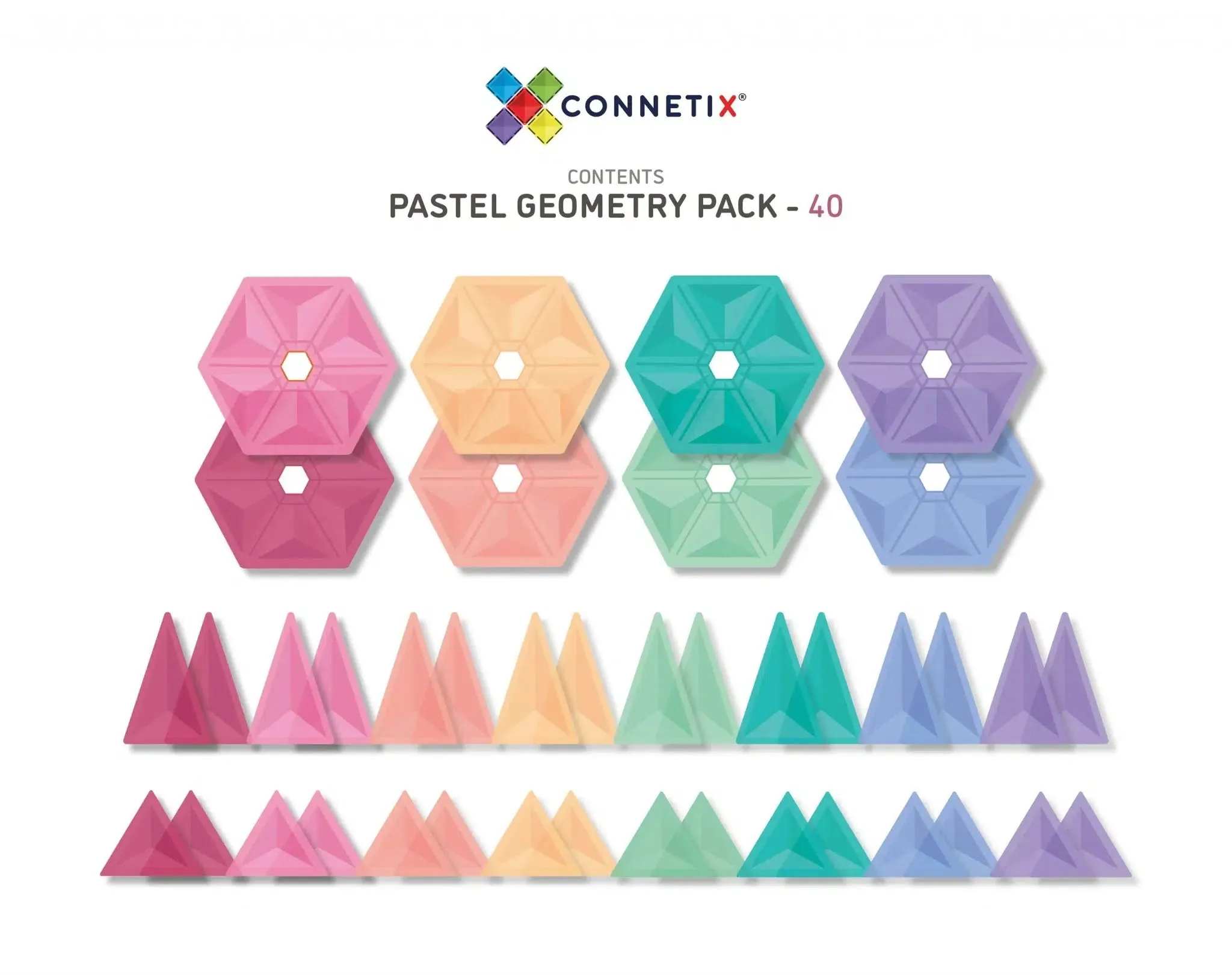 Connetix Pastel Geometry Pack 40 pc