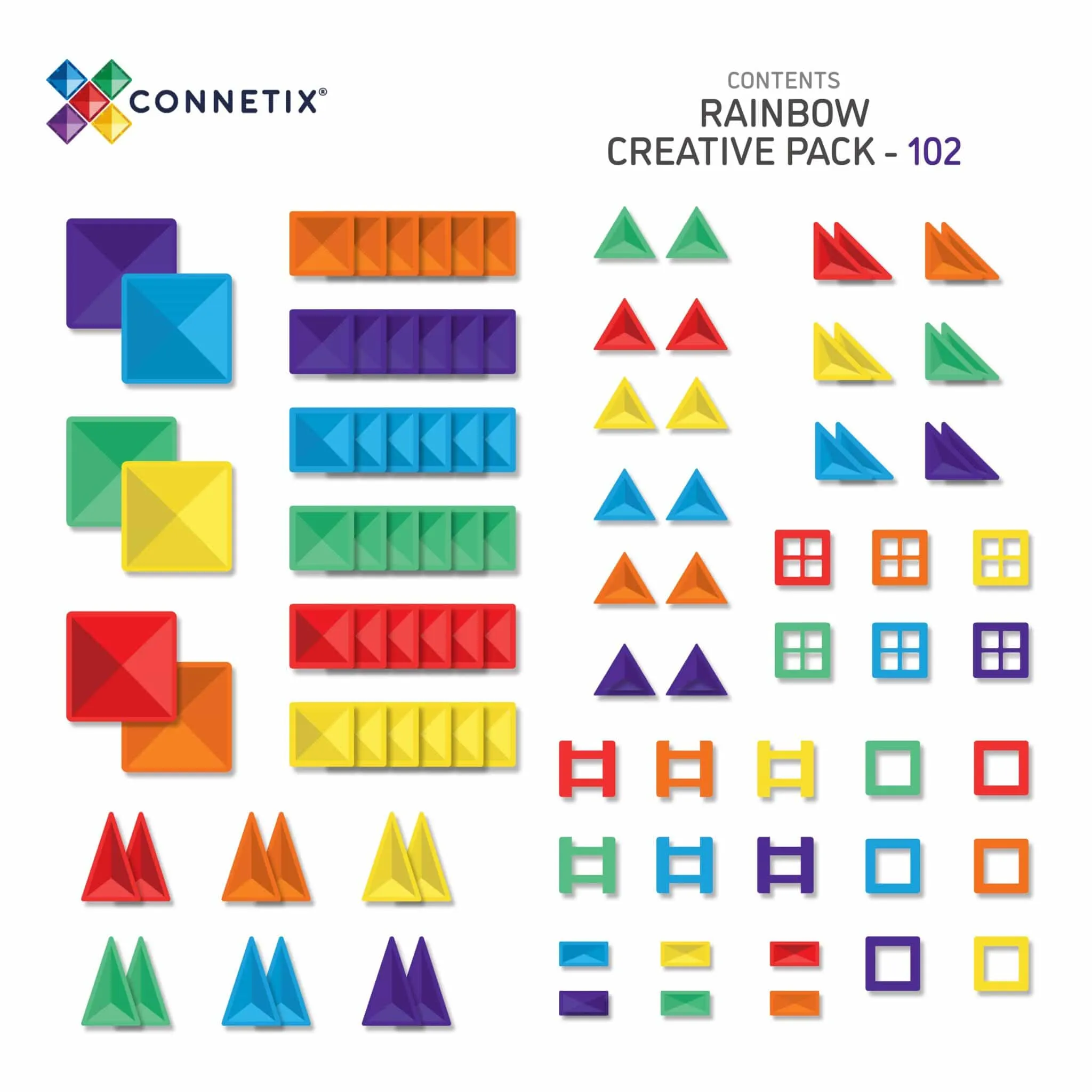 Connetix Tiles - 102 Piece Rainbow Creative Pack