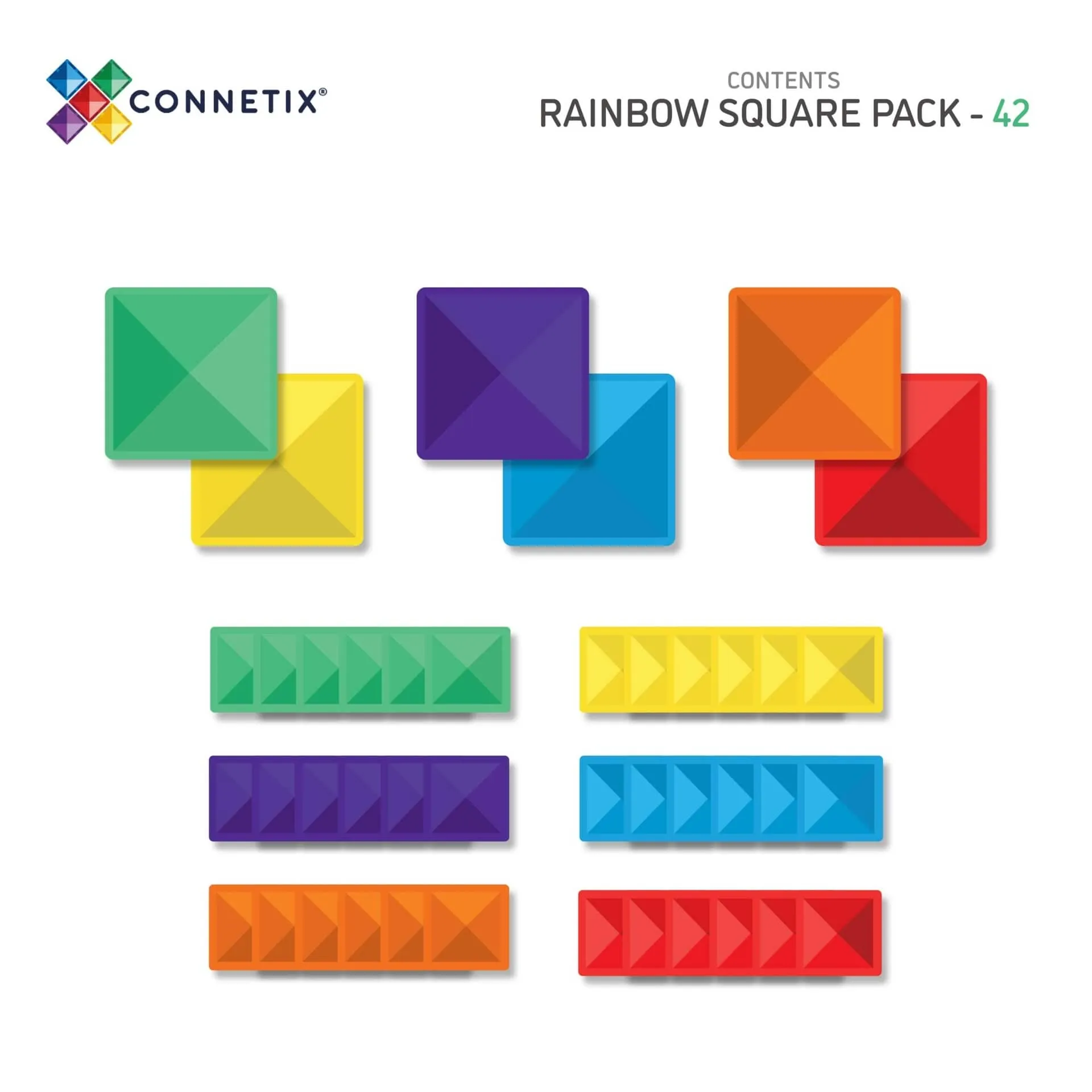 Connetix Tiles 42 pce Rainbow Square Pack