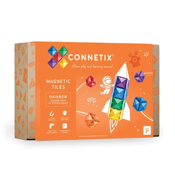 Connetix Tiles 42 pce Rainbow Square Pack