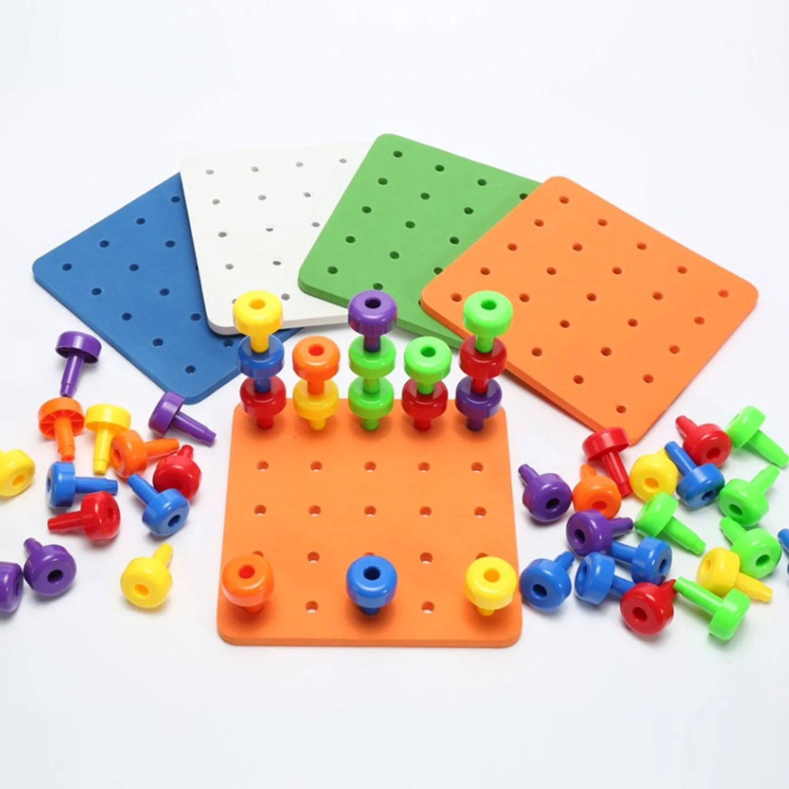 Creative Kids Early Learning Nail Building Block Stacking Peg Board Set Toddlers Kids Educational Toys for Children Gifts