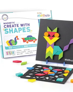 FIRSTCRY INTELLISKILLS Steam Series Magnetic Create With Shapes | 300  Patterns Magnetic Shapes For Kids | Learning Educational Toys For Kids | 4  Years