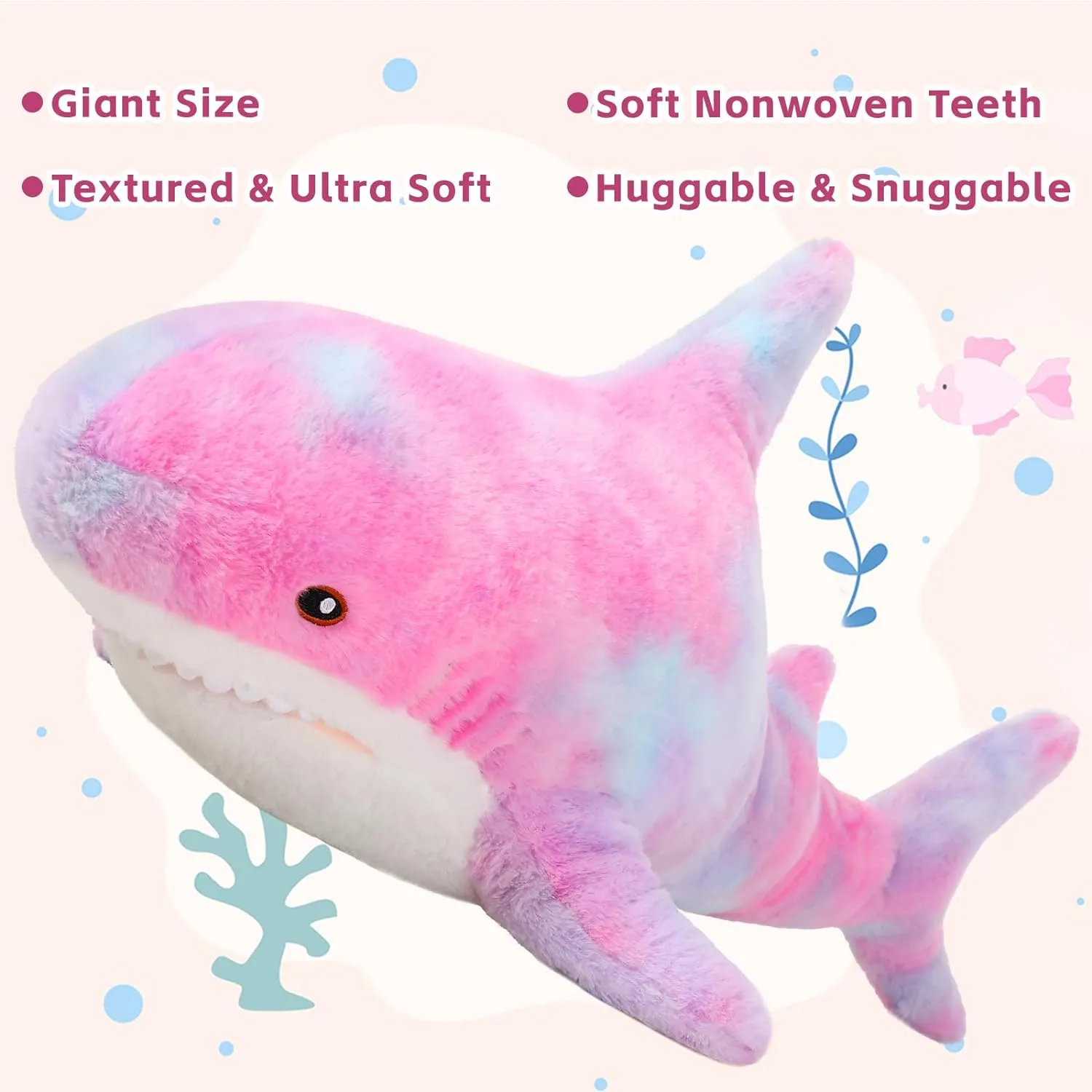 Giant Shark Plush Toy, Multicolor, 32/40 Inches