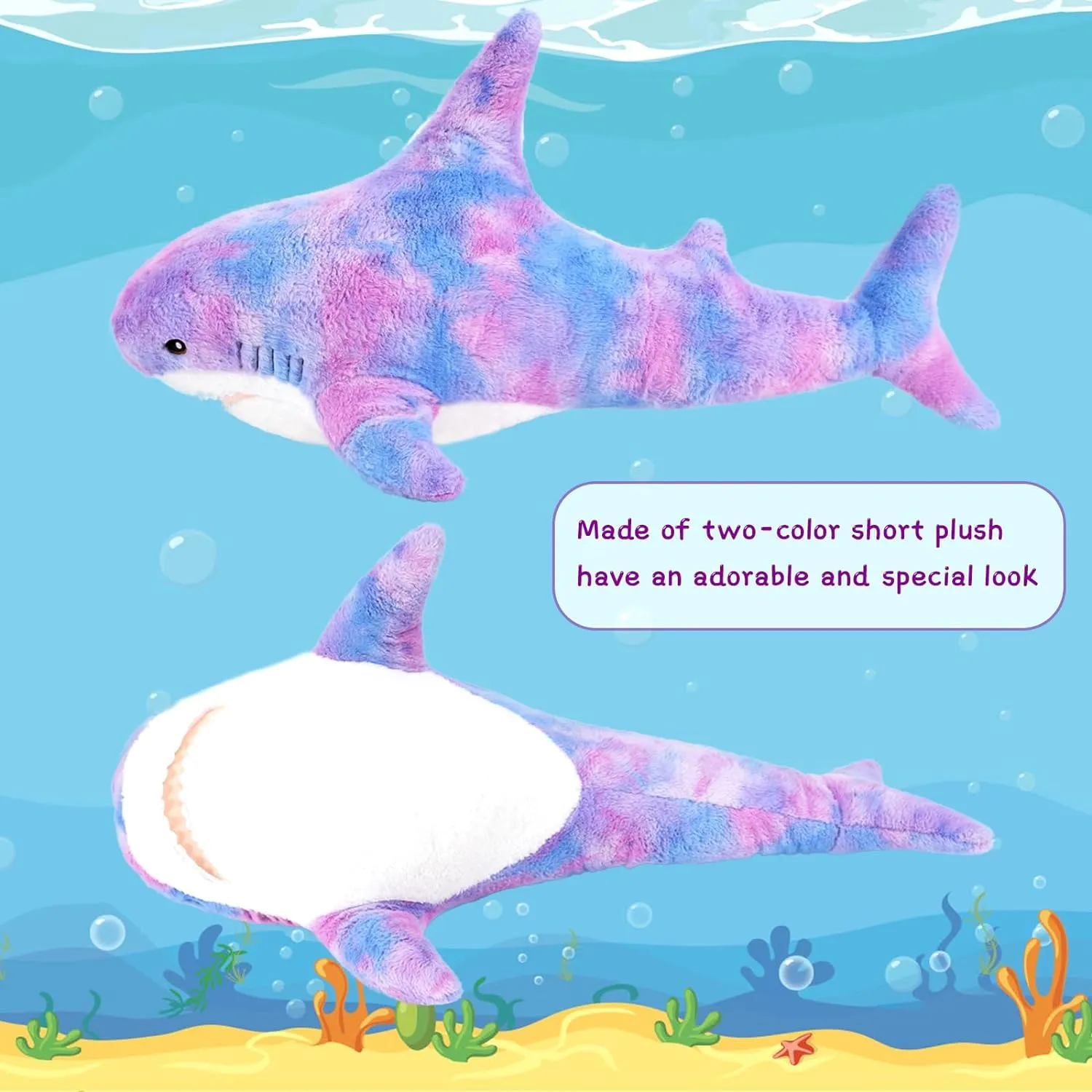 Giant Shark Plush Toy, Multicolor, 32/40 Inches