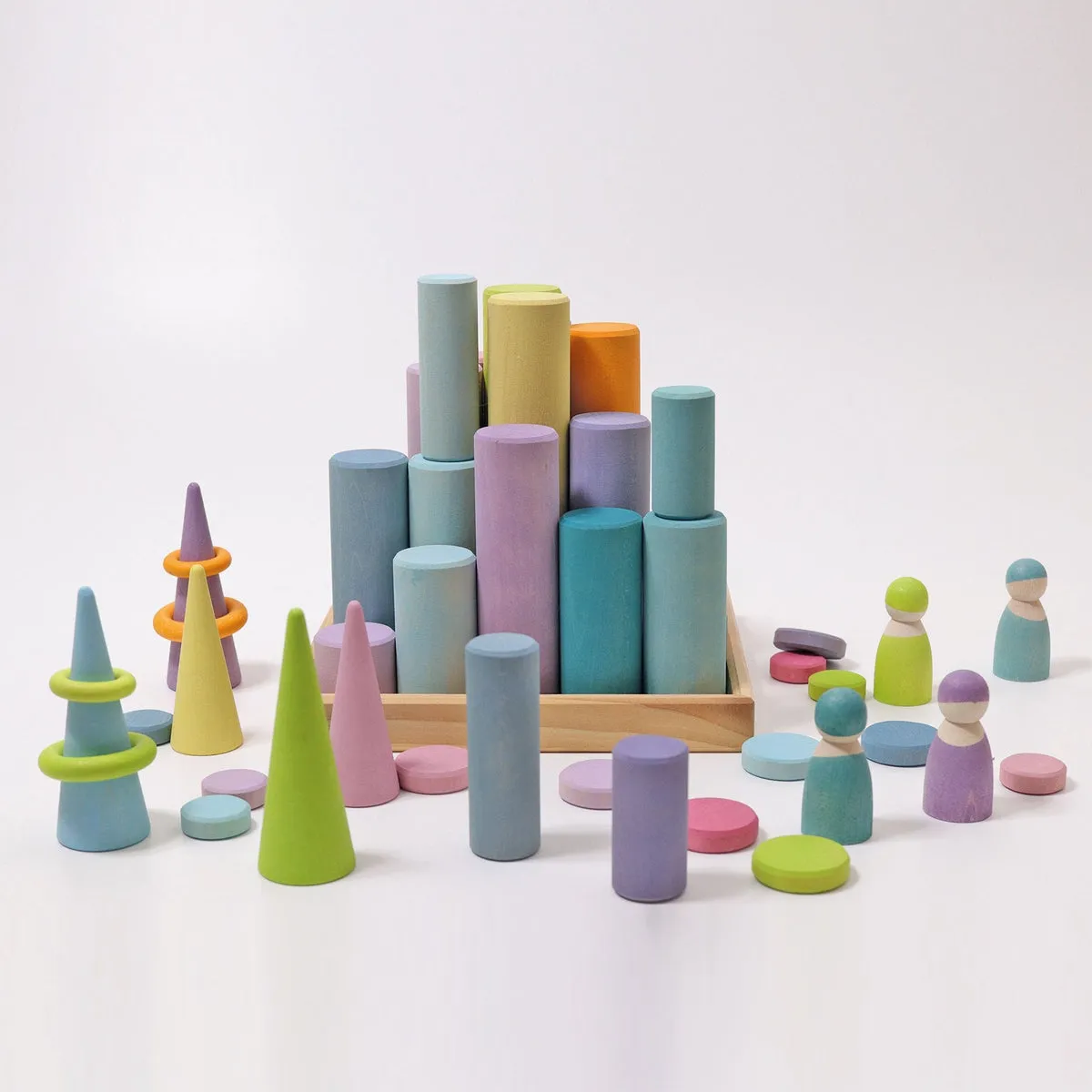 Grimm's pastel building rollers large 25 pcs