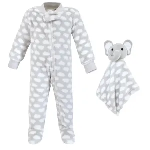 Hudson Baby Flannel Plush Sleep and Play and Security Toy, Elephant Cloud