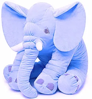 Little Innocents® Big Size Fibre Filled Stuffed Animal Elephant Baby Pillow with Ball Soft Toy for Baby Kids boy Girl Birthday Gift (Blue 45cm)