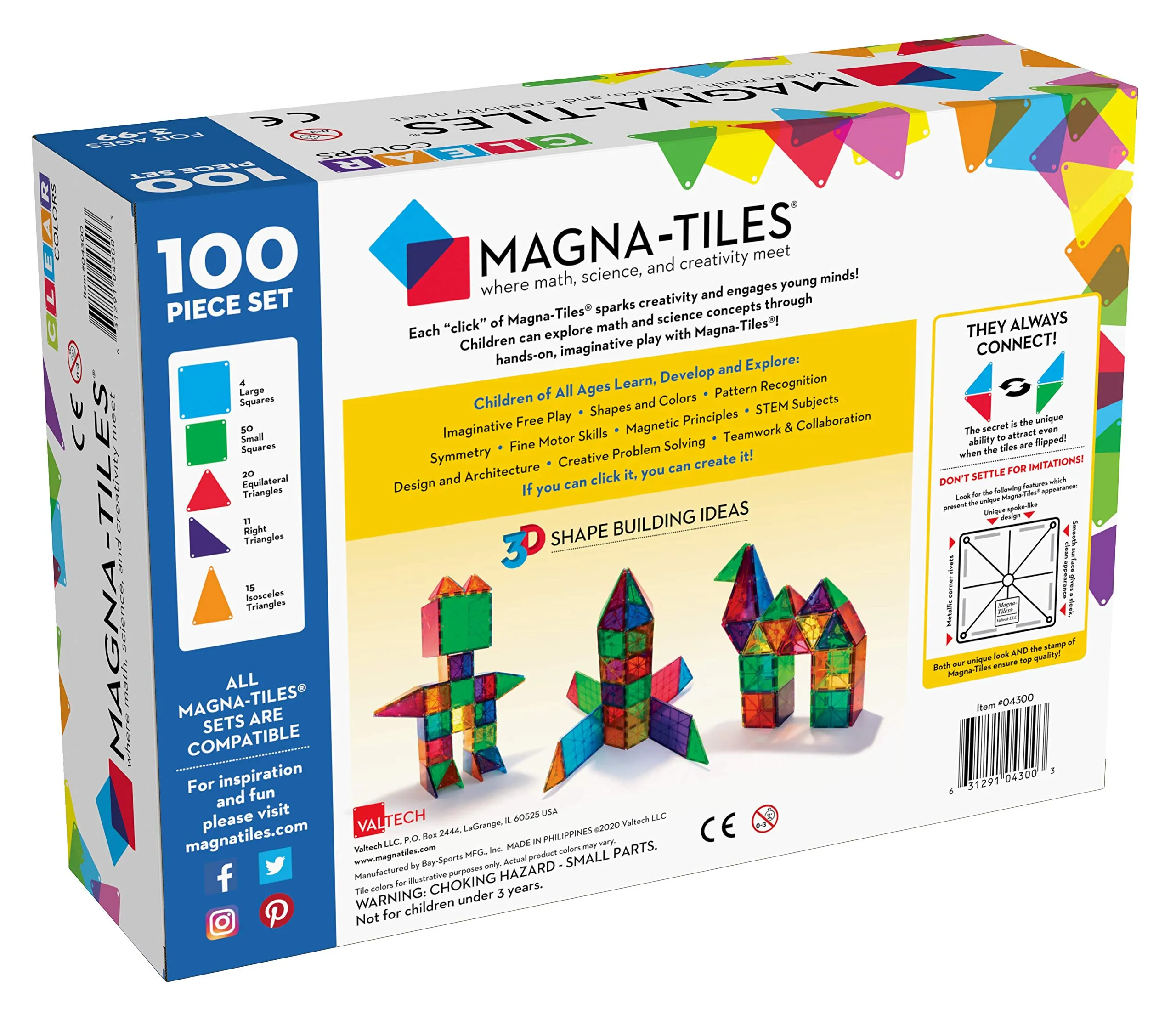 Magna-Tiles Clear Colors 100 Piece Set