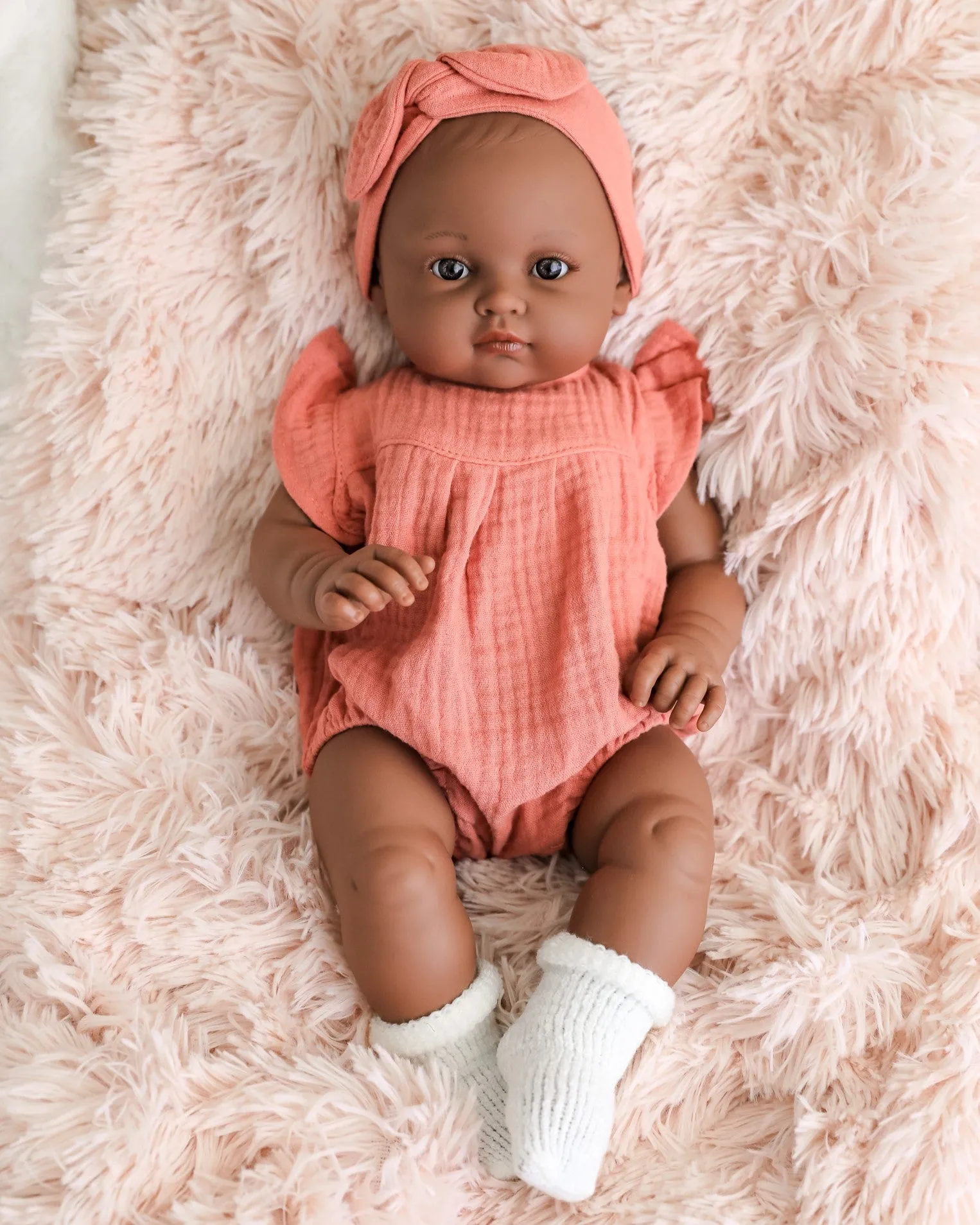 Minikane Doll | 18" Bambini Girl Doll Augustine in Marsala Romper