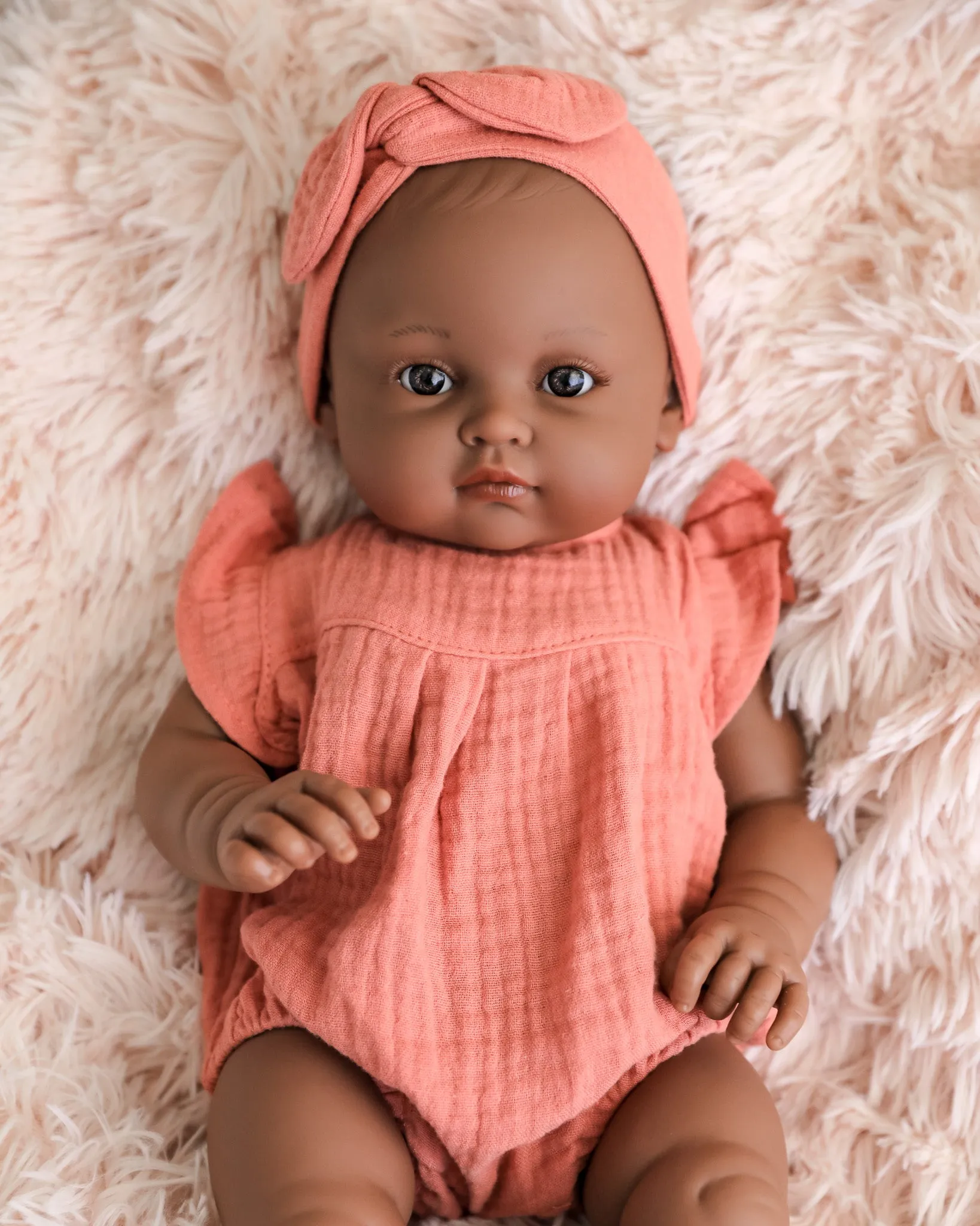 Minikane Doll | 18" Bambini Girl Doll Augustine in Marsala Romper