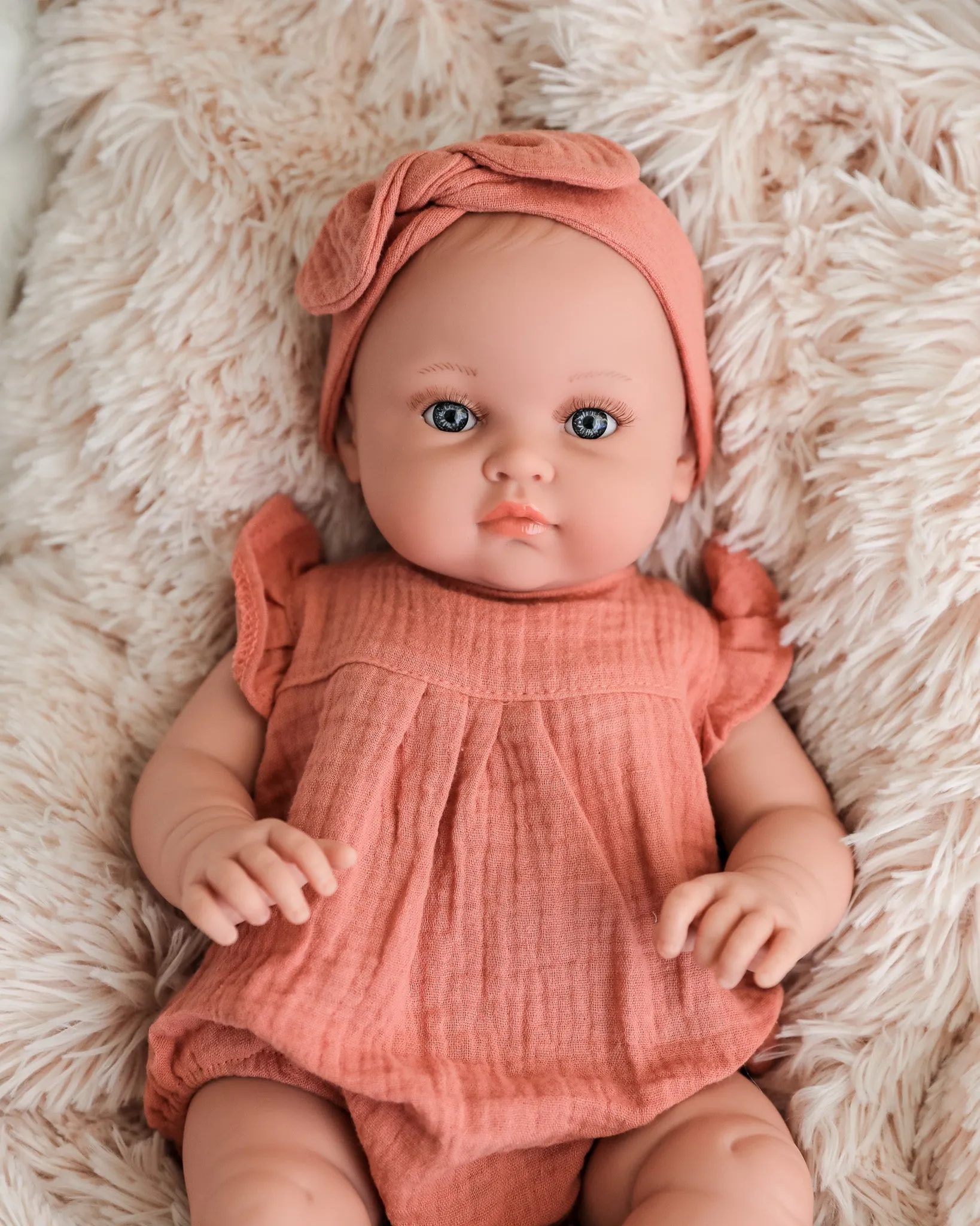 Minikane Doll | 18" Bambini Girl Doll Yaelle in Marsala Romper