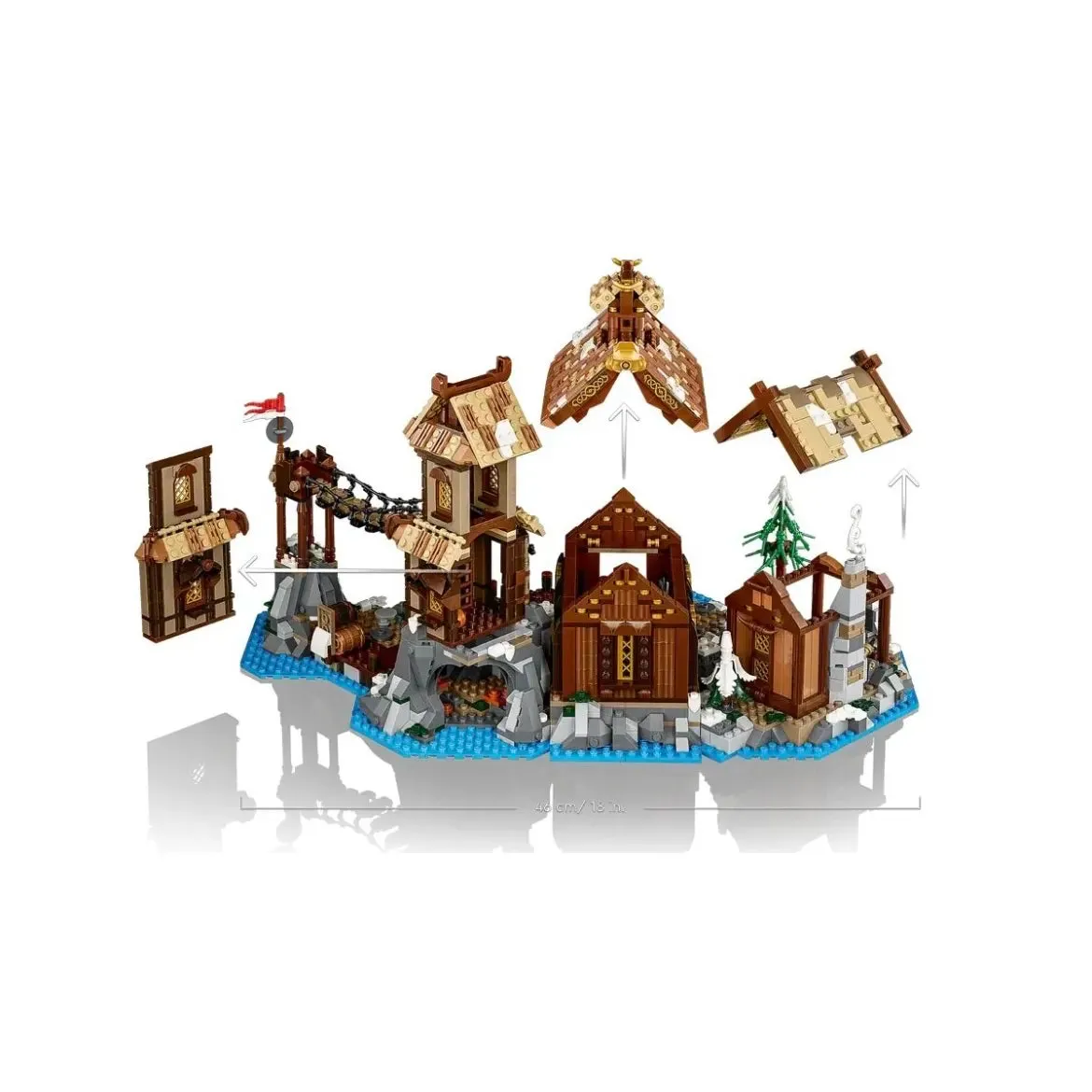 MOC NON   21343 Ideas Viking Village Building Blocks Medieval blacksmith House Ahitecture Model Toy for