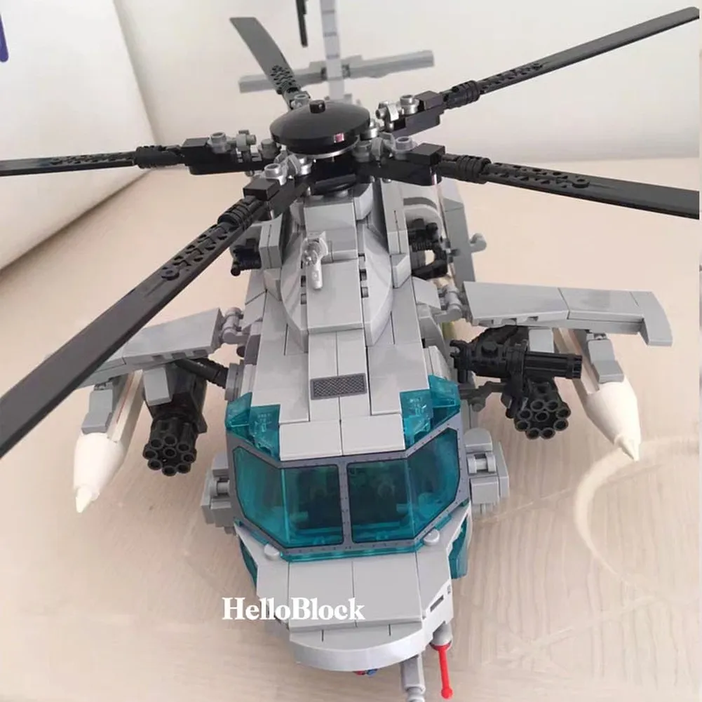 MOC NON  Block Helicopters Fighter Blocks Soldier City Z-20 Utility Airplane Army Pilot Figure Plane Building Bricks  Toy