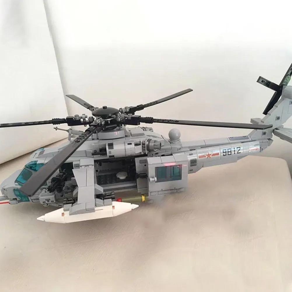 MOC NON  Block Helicopters Fighter Blocks Soldier City Z-20 Utility Airplane Army Pilot Figure Plane Building Bricks  Toy