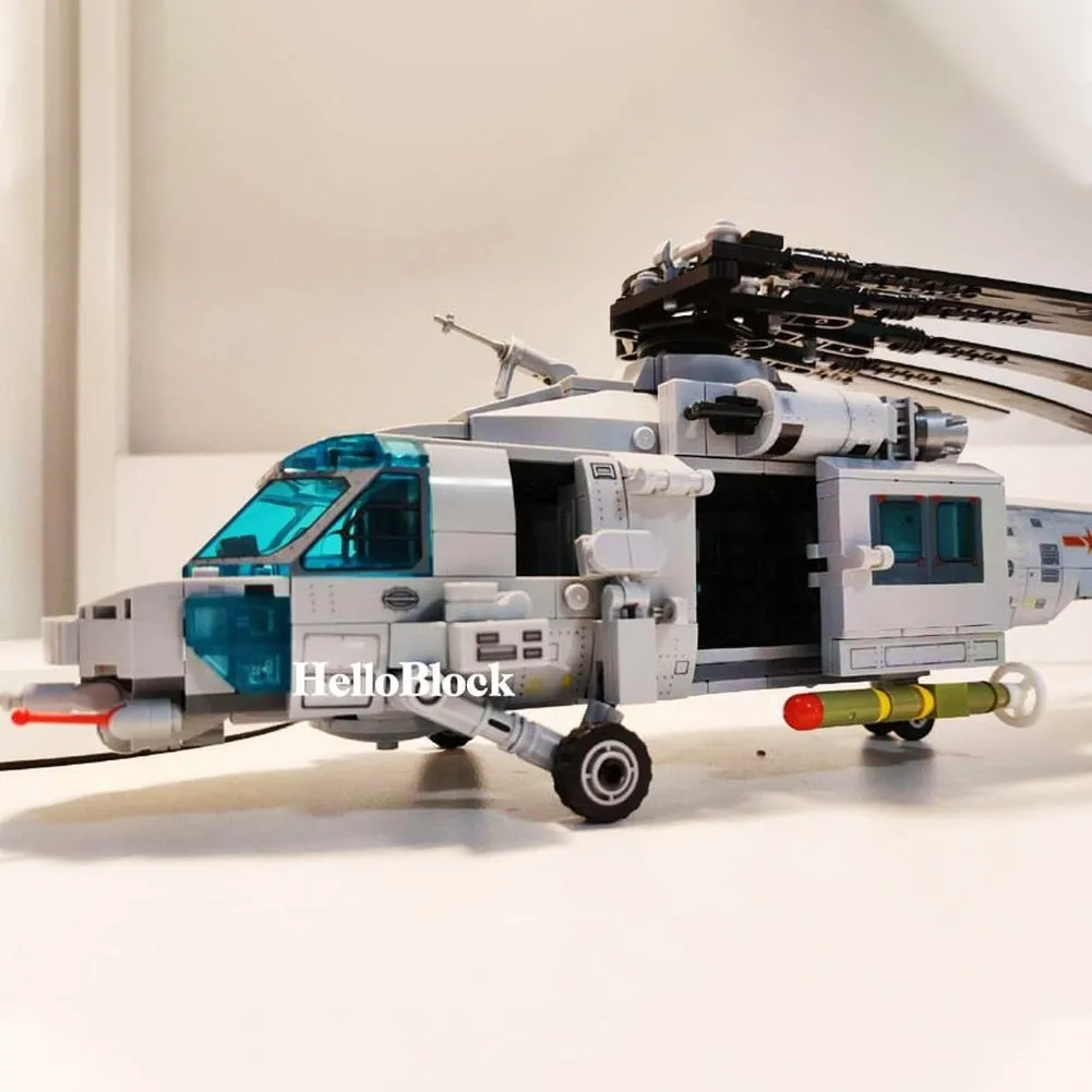 MOC NON  Block Helicopters Fighter Blocks Soldier City Z-20 Utility Airplane Army Pilot Figure Plane Building Bricks  Toy