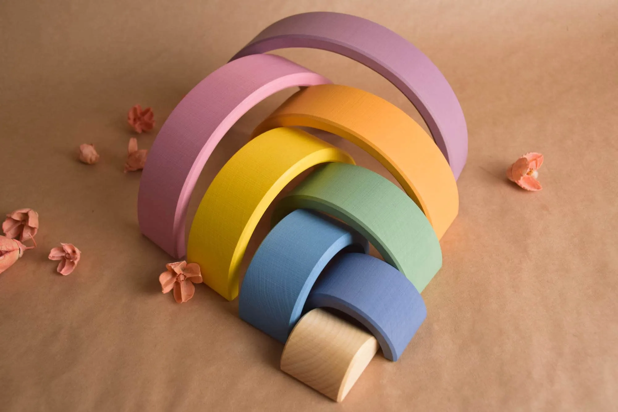 Montessori Rainbow Stacker Toy Pastel, Wooden Baby  Girl Toys 2 Years Old, Sensory Toy For Toddlers, Christmas Gifts For Kids, Room Decor