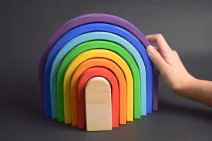 Oval Rainbow Wooden Stacking Toy, Personalized Baby Toy Gifts, Montessori Toy, Waldorf Toddler Toys, Color Sorting, Stacker Handmade Toys