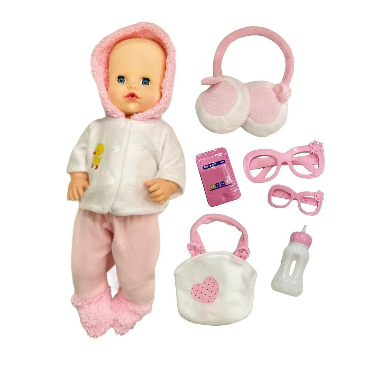 Peeing Baby Doll Set with Glasses & Toy Accessories