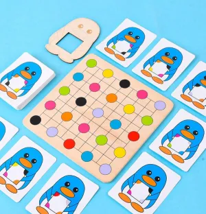 Penguin Color Matching Puzzle Toys Montessori Logical Thinking Reasoning Observation Game Early Educational Wooden Toys Children