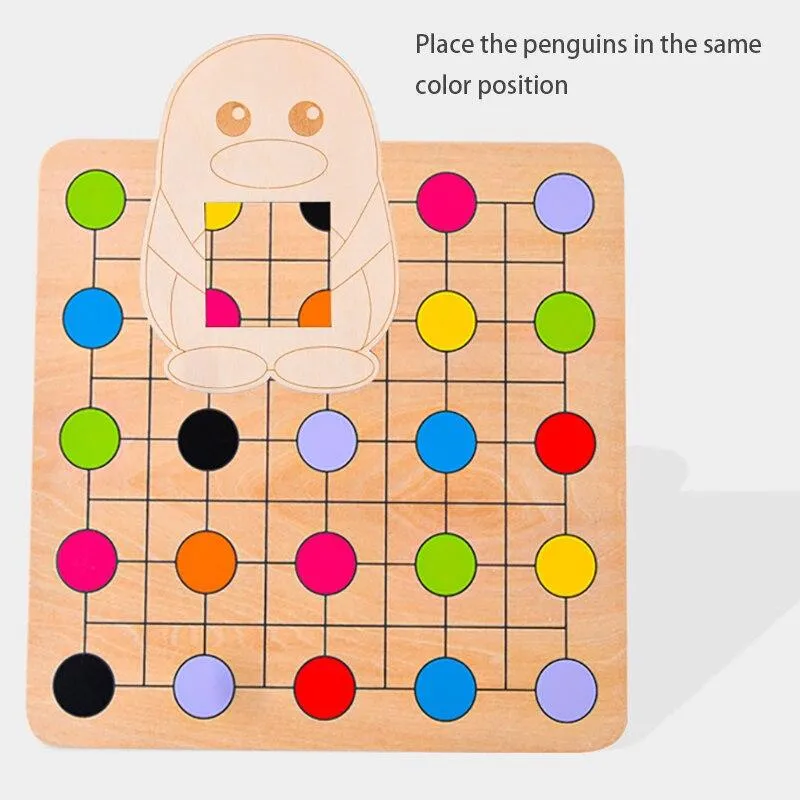 Penguin Color Matching Puzzle Toys Montessori Logical Thinking Reasoning Observation Game Early Educational Wooden Toys Children