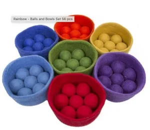 Rainbow Balls and Bowls 56 Pieces