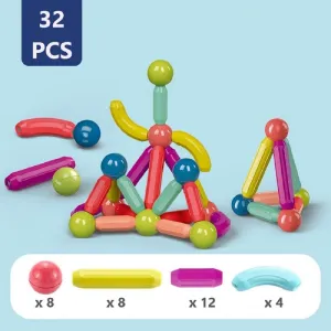 STEM Educational Magnetic Sticks Building Blocks - 32 Piece