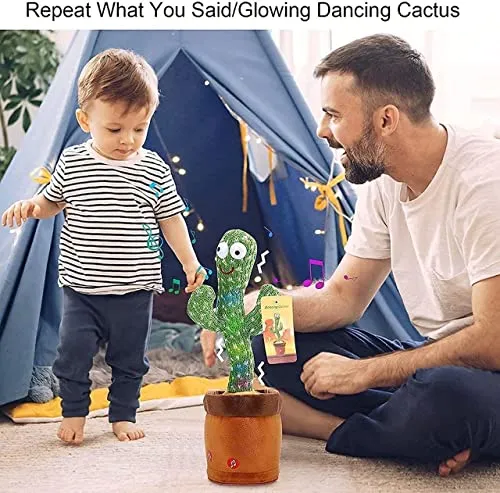 Storio Toys Dancing Cactus Talking Toy, Cactus Plush Toy, Wriggle & Singing Recording Repeat What You Say Funny Education Toys for Babies Children Playing, Home Decorate