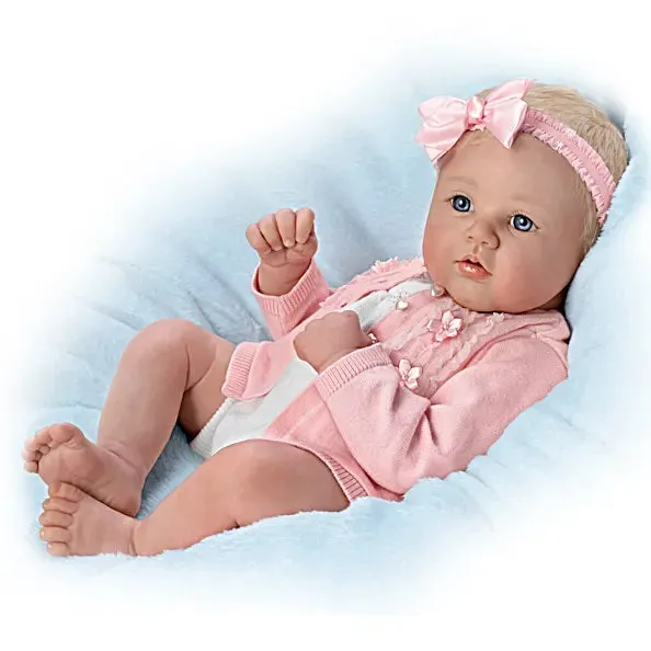 The Ashton - Drake Galleries Annika Perfect in Pink So Truly Real® Lifelike Baby Girl Doll Weighted Fully Poseable with Soft RealTouch® Vinyl Skin by Master Doll Artist Marissa May 18-inches