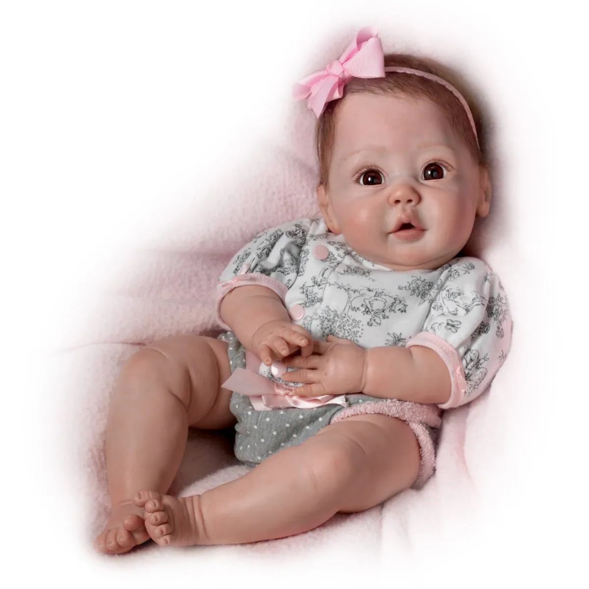 The Ashton - Drake Galleries Cuddly Coo Lifelike So Truly Real® Interactive Baby Girl Doll Coos When Cuddled Realistic Weighted Fully Poseable with Soft RealTouch® Vinyl Skin by Master Doll Artist Sherry Miller 18"-inches