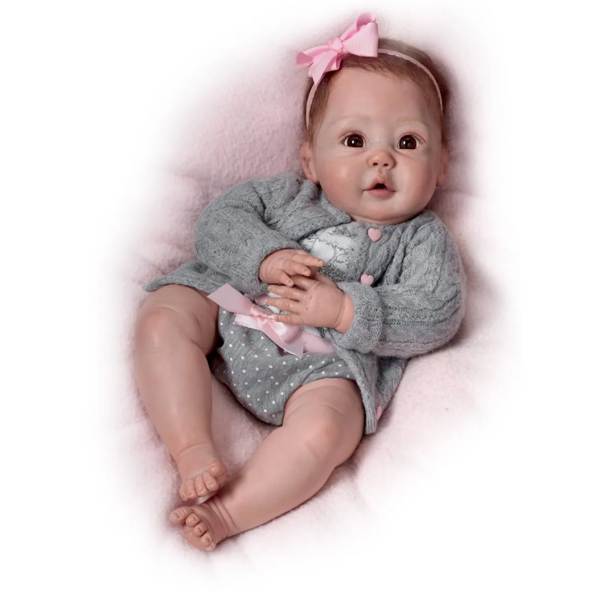 The Ashton - Drake Galleries Cuddly Coo Lifelike So Truly Real® Interactive Baby Girl Doll Coos When Cuddled Realistic Weighted Fully Poseable with Soft RealTouch® Vinyl Skin by Master Doll Artist Sherry Miller 18"-inches