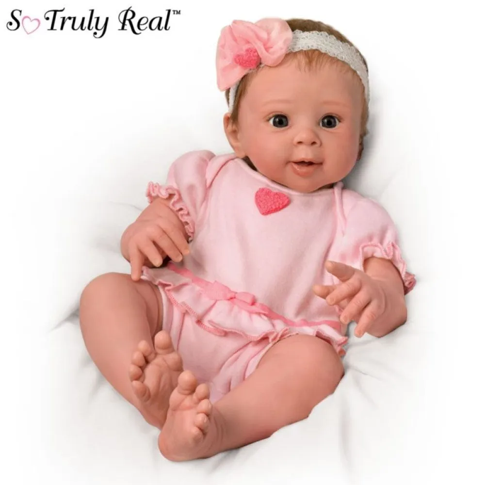 The Ashton - Drake Galleries Ella Lifelike So Truly Real® Interactive Breathing Baby Girl Doll Realistic Weighted Fully Poseable with Soft RealTouch® Vinyl Skin by Renowned Doll Artist Sherry Rawn 17"-inches