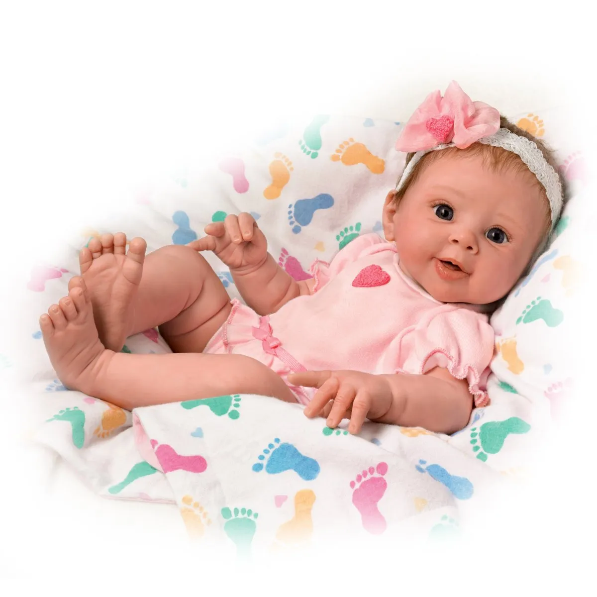 The Ashton - Drake Galleries Ella Lifelike So Truly Real® Interactive Breathing Baby Girl Doll Realistic Weighted Fully Poseable with Soft RealTouch® Vinyl Skin by Renowned Doll Artist Sherry Rawn 17"-inches