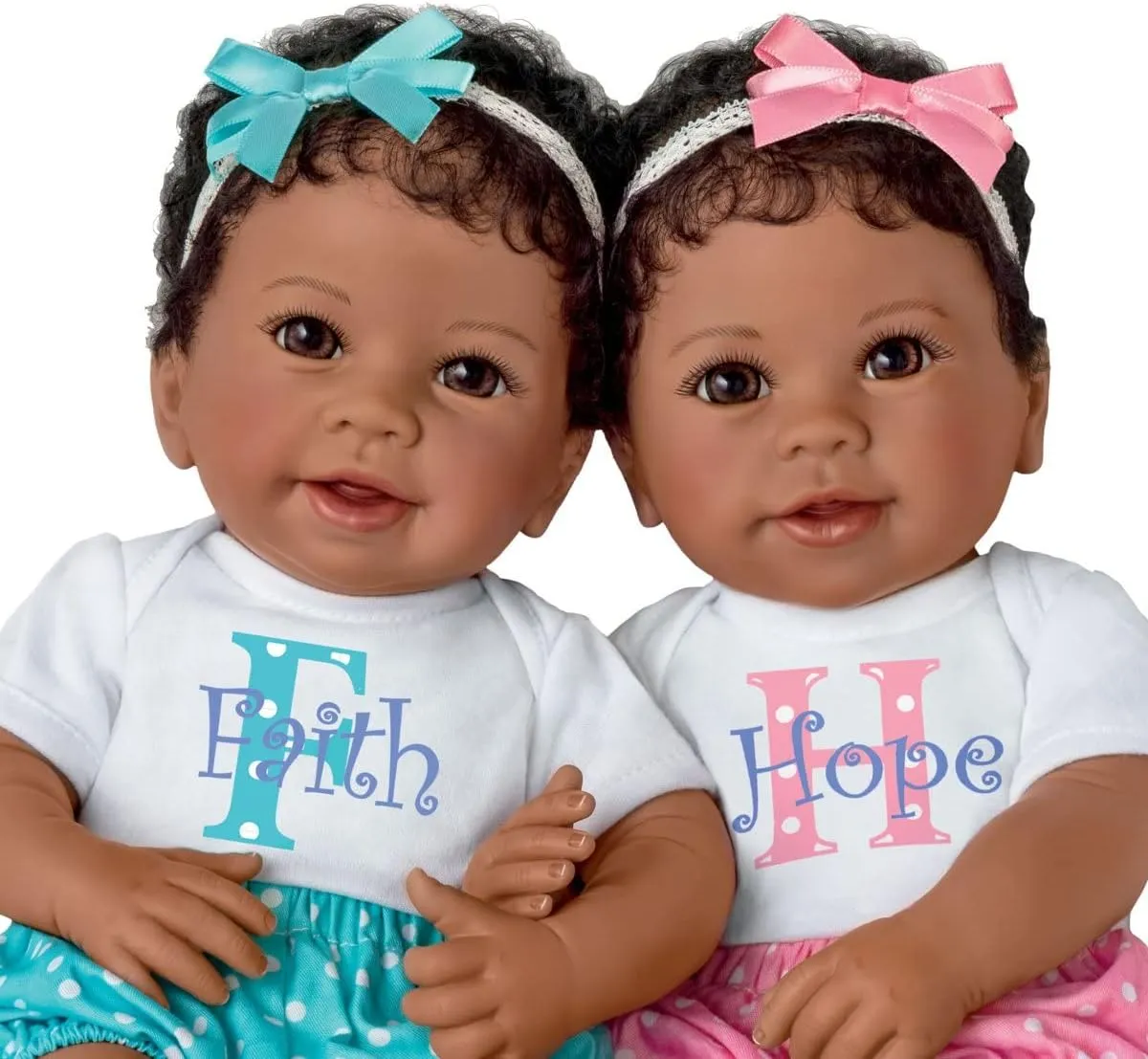 The Ashton - Drake Galleries Hope and Faith So Truly Real® Twin African American Black Baby Girl Doll Set Fully Poseable with Soft RealTouch® Vinyl Skin by Master Doll Artist Linda Murray 14"-Inches