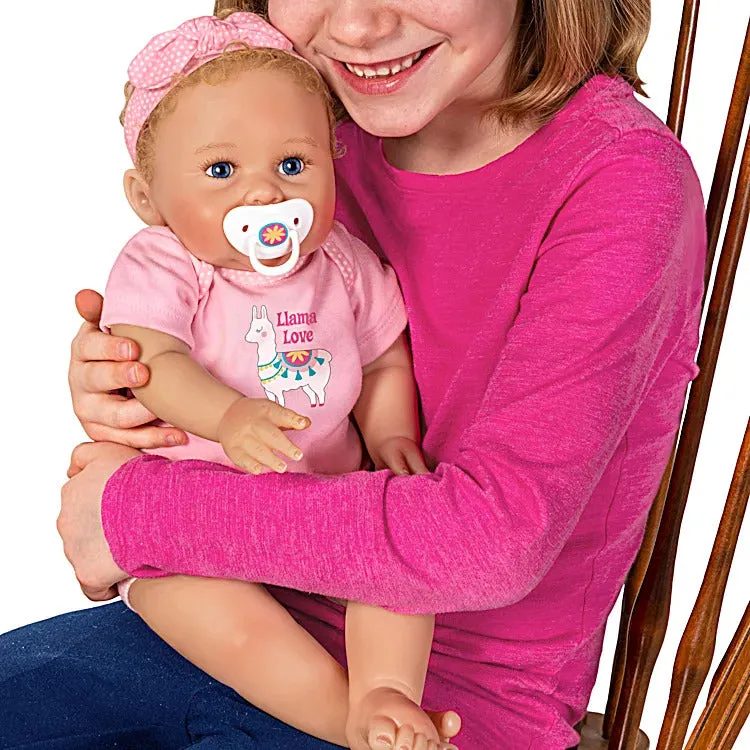 The Ashton - Drake Galleries Llama Love Lifelike So Truly Real® Baby Girl Doll Realistic Weighted Fully Poseable with Soft RealTouch® Vinyl Skin by Master Doll Artist Ping Lau 17.5"-inches