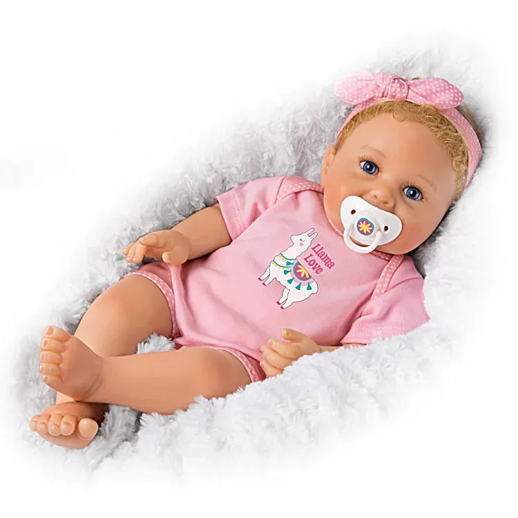 The Ashton - Drake Galleries Llama Love Lifelike So Truly Real® Baby Girl Doll Realistic Weighted Fully Poseable with Soft RealTouch® Vinyl Skin by Master Doll Artist Ping Lau 17.5"-inches