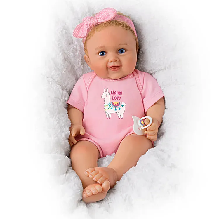 The Ashton - Drake Galleries Llama Love Lifelike So Truly Real® Baby Girl Doll Realistic Weighted Fully Poseable with Soft RealTouch® Vinyl Skin by Master Doll Artist Ping Lau 17.5"-inches