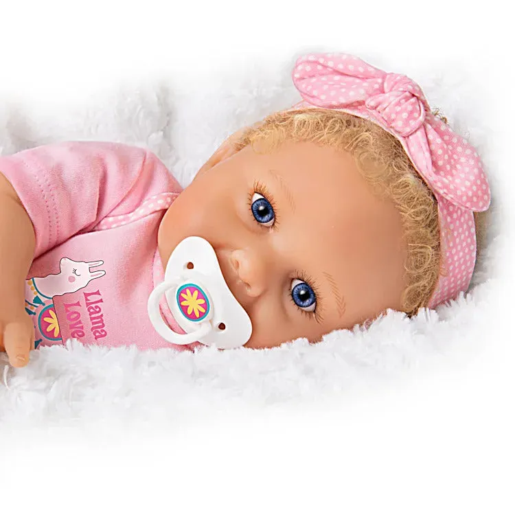 The Ashton - Drake Galleries Llama Love Lifelike So Truly Real® Baby Girl Doll Realistic Weighted Fully Poseable with Soft RealTouch® Vinyl Skin by Master Doll Artist Ping Lau 17.5"-inches