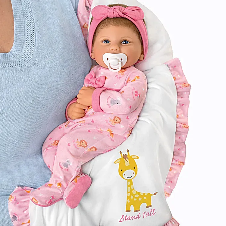 The Ashton - Drake Galleries My Wishes for You Little One Baby Girl Doll So Truly Real® Weighted Lifelike with Sleeper and Blanket and RealTouch® Vinyl Skin by Acclaimed Artist Violet Parker 16-inches