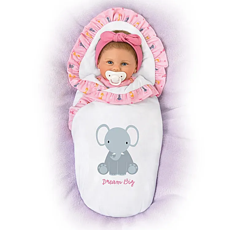 The Ashton - Drake Galleries My Wishes for You Little One Baby Girl Doll So Truly Real® Weighted Lifelike with Sleeper and Blanket and RealTouch® Vinyl Skin by Acclaimed Artist Violet Parker 16-inches