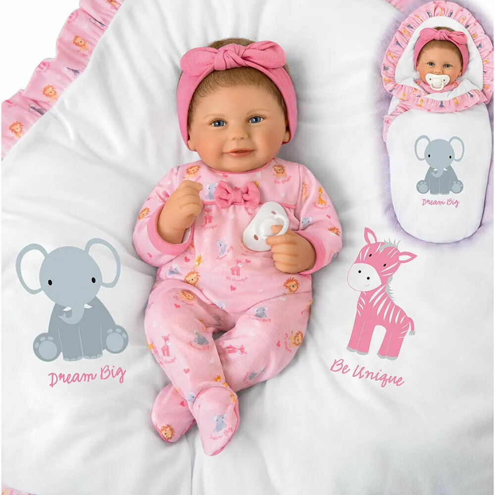 The Ashton - Drake Galleries My Wishes for You Little One Baby Girl Doll So Truly Real® Weighted Lifelike with Sleeper and Blanket and RealTouch® Vinyl Skin by Acclaimed Artist Violet Parker 16-inches