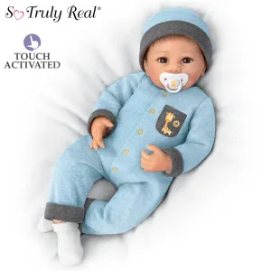 The Ashton - Drake Galleries Oliver Interactive Lifelike So Truly Real® Baby Boy Doll Breathes Coos Has Heartbeat Weighted Poseable Soft RealTouch® Vinyl Skin by Doll Artist Linda Murray 19"-inches