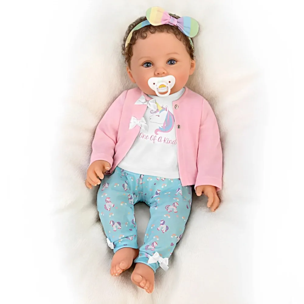 The Ashton-Drake Galleries One of A Kind Katherine Lifelike So Truly Real® Baby Girl Doll Weighted with Soft RealTouch® Vinyl Skin and Extra Coordinating Cardigan and Pants by Ping Lau 18"-Inches