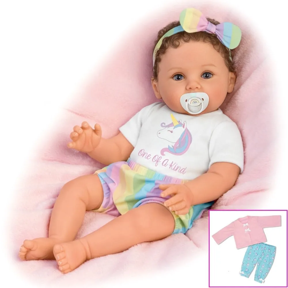 The Ashton-Drake Galleries One of A Kind Katherine Lifelike So Truly Real® Baby Girl Doll Weighted with Soft RealTouch® Vinyl Skin and Extra Coordinating Cardigan and Pants by Ping Lau 18"-Inches